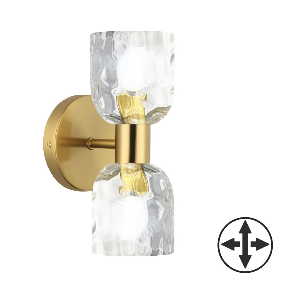 2LT Wall Sconce, AGB w/ CLR Water Glass