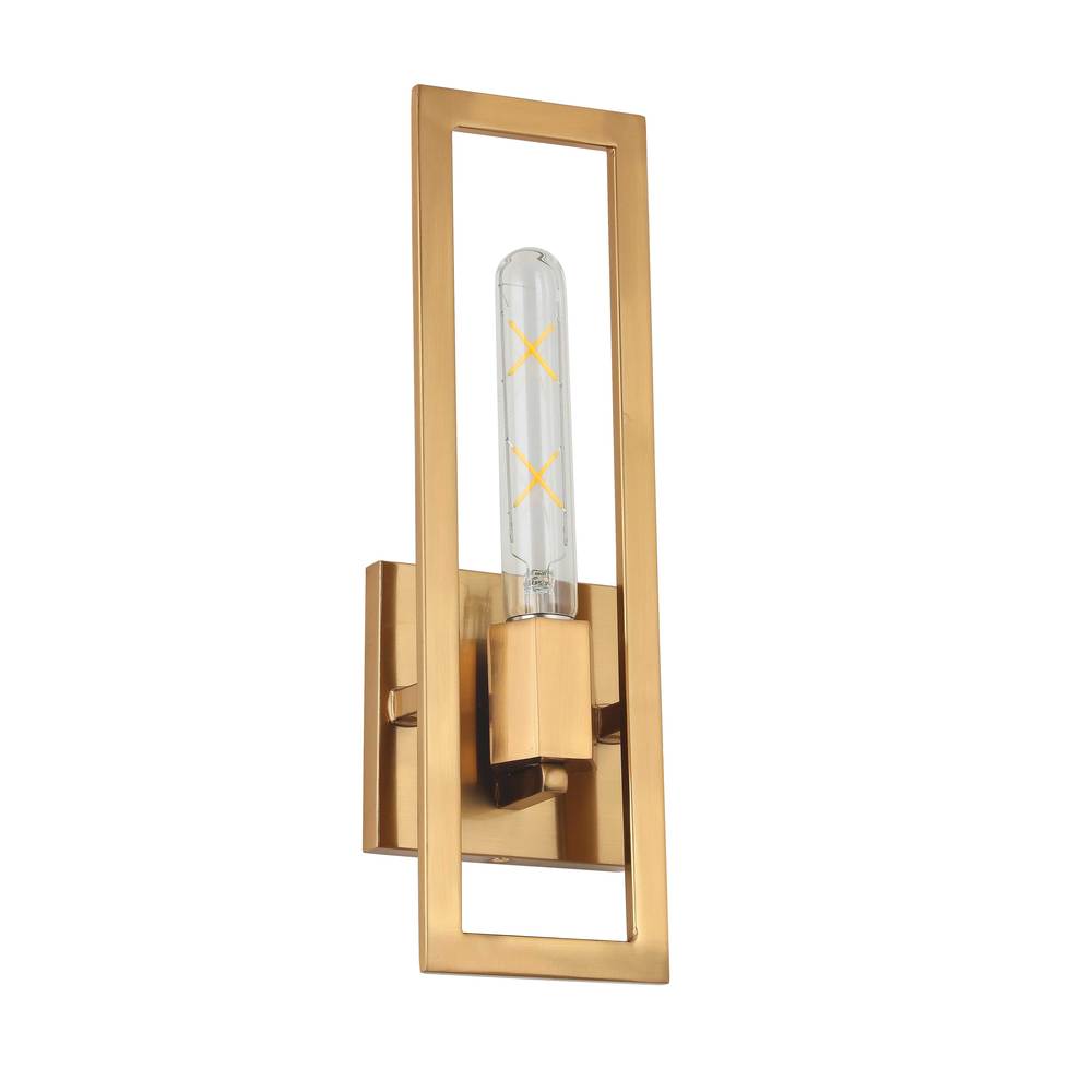 1 Light Incandescent Wall Sconce, Aged Brass