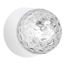 Dainolite BUR-51W-MW-CLR - 1 Light Matte White Incandescent Wall Sconce with Hammered Glass Globe