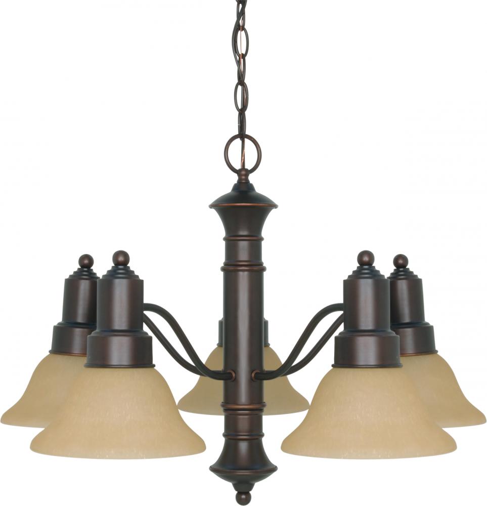 5-Light Chandelier in Mahogany Bronze Finish with Champagne Linen Glass and (5) 13W GU24 Lamps