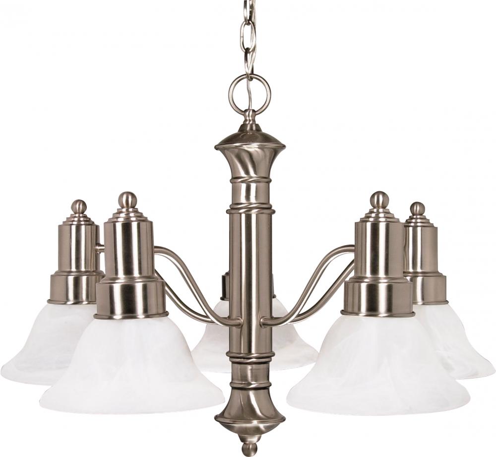 5-Light Brushed Nickel Chandelier with Alabaster Glass and (5) 13W GU24 Lamps Included