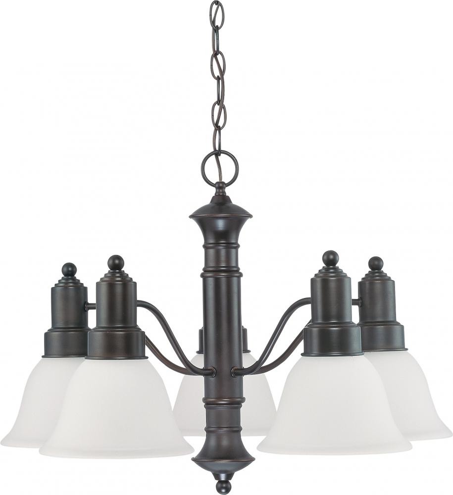 5-Light Chandelier in Mahogany Bronze Finish with Frosted White Glass and (5) 13W GU24 Lamps