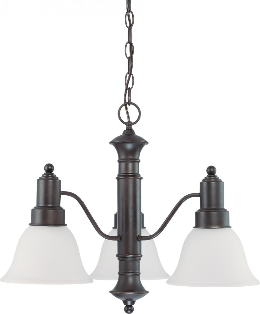 3-Light Chandelier in Mahogany Bronze Finish with Frosted White Glass and (3) 13W GU24 Lamps