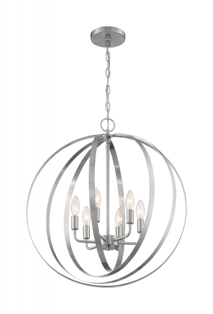 Pendleton - 6 Light Pendant with- Brushed Nickel Finish