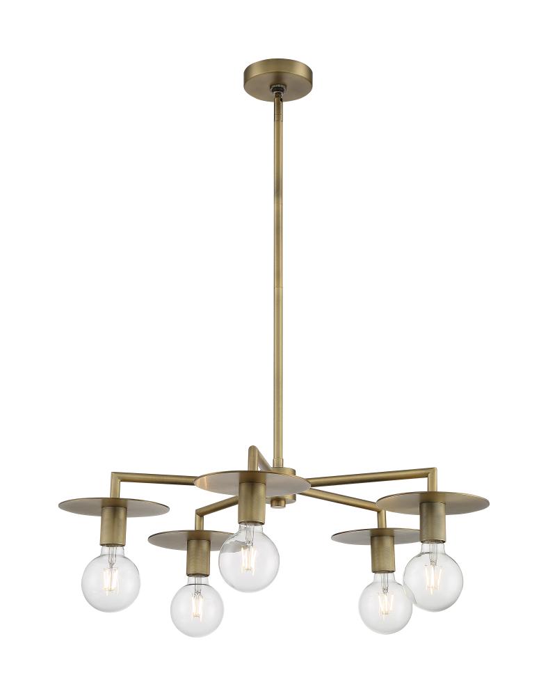 Bizet - 5 Light Chandelier with- Vintage Brass Finish