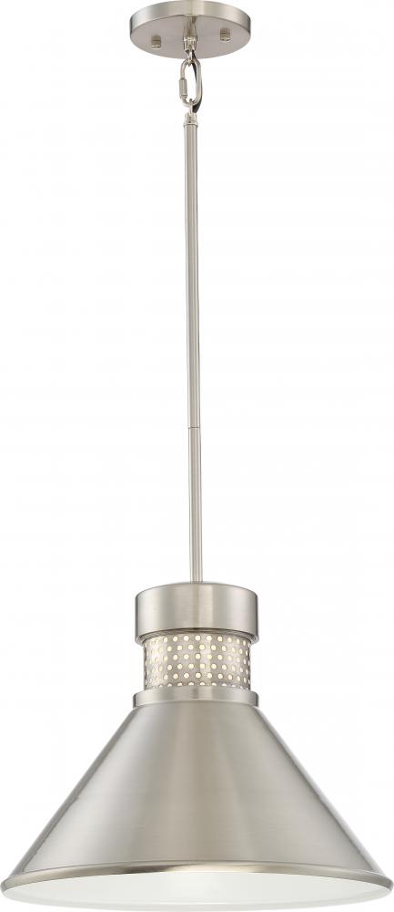 Doral - Large LED Pendant - Brushed Nickel Finish with White Accents