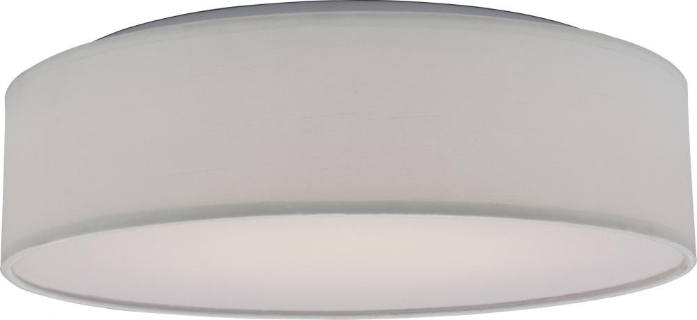 LED Decor - 15" Fabric Drum Flush with White Fabric Shade