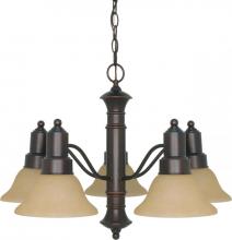 Nuvo 60/1253 - 5-Light Mahogany Bronze Chandelier with Champagne Linen Glass