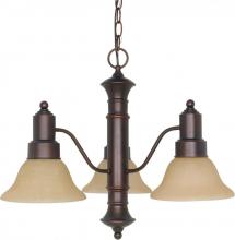 Nuvo 60/1254 - 3-Light Mahogany Bronze Chandelier with Champagne Linen Glass