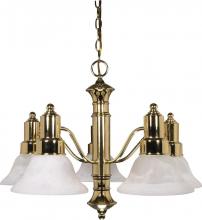 Nuvo 60/193 - 5-Light Polished Brass Chandelier with Alabaster Glass Bell Shades