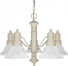 Nuvo 60/195 - 5-Light Textured White Chandelier with Alabaster Glass Bell Shades