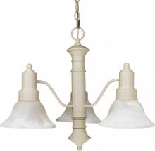 Nuvo 60/196 - 3-Light Textured White Chandelier with Alabaster Glass Bell Shades