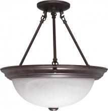 Nuvo 60/210 - 3 Light - Semi Flush with Alabaster Glass - Old Bronze Finish