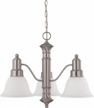 Nuvo 60/3293 - 3-Light Chandelier in Brushed Nickel Finish with Frosted White Glass and (3) 13W GU24 Lamps Included