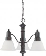 Nuvo 60/3334 - 3-Light Chandelier in Mahogany Bronze Finish with Frosted White Glass and (3) 13W GU24 Lamps