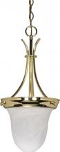 Nuvo 60/396 - 1-Light Bell Pendant Light in Polished Brass Finish with Alabaster Glass