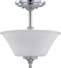 Nuvo 60/4268 - Teller - 2 Light Semi Flush with Frosted Etched Glass - Polished Chrome Finish
