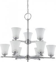 Nuvo 60/4269 - Teller - 9 Light Two Tier Chandelier with Frosted Etched Glass - Polished Chrome Finish