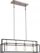 Nuvo 60/5859 - Lake - 4 Light Island Pendant - Iron Black Finish with Brushed Nickel Accents