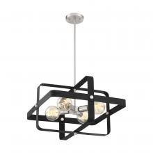 Nuvo 60/6622 - Prana - 4 Light Pendant -Matte Black Finish with Brushed Nickel Accents