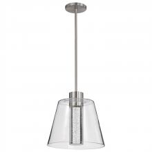 Nuvo 62/2192 - Aura; 12 Inch LED Pendant; Brushed Nickel; K9 Bubble Crystal; 3000K CCT