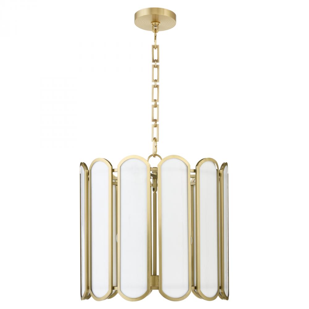 Belleview 4 Light Pendant, Aged Brass