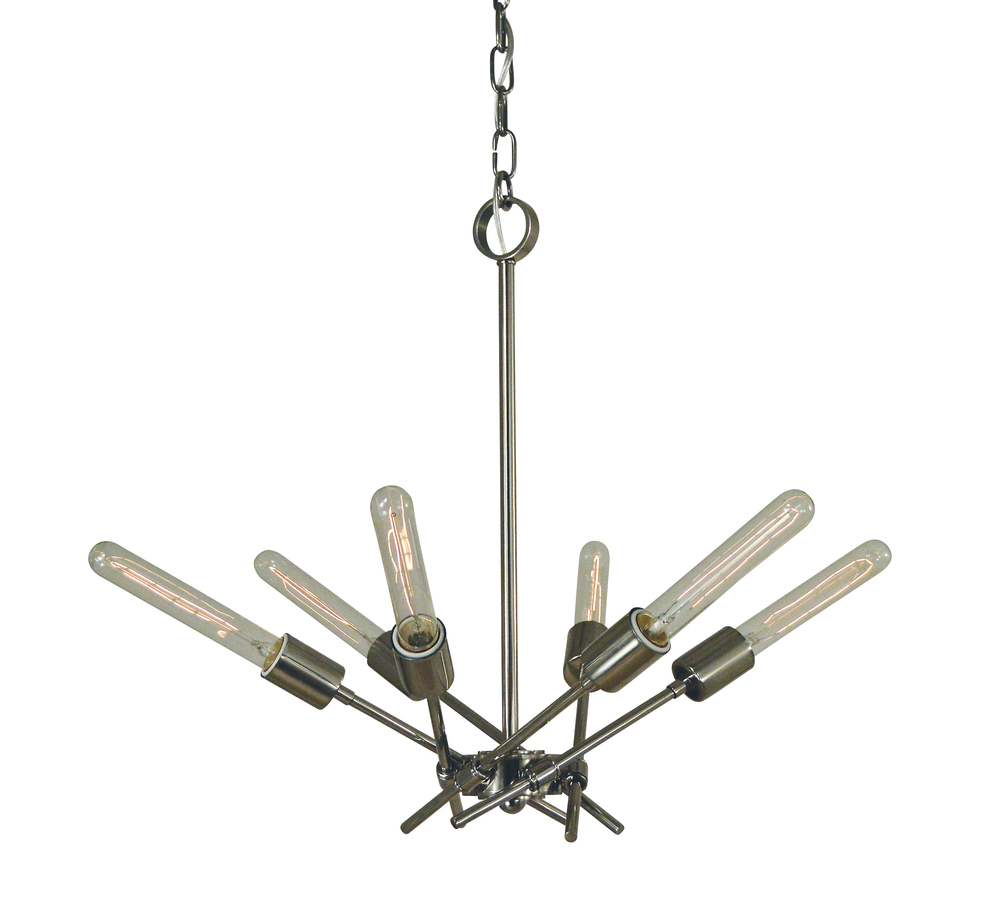 6-Light Polished Nickel Quasar Chandelier