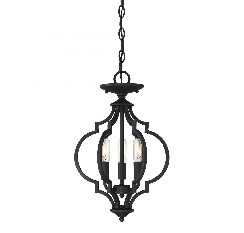 3-Light Convertible Semi-Flush or Pendant in Matte Black