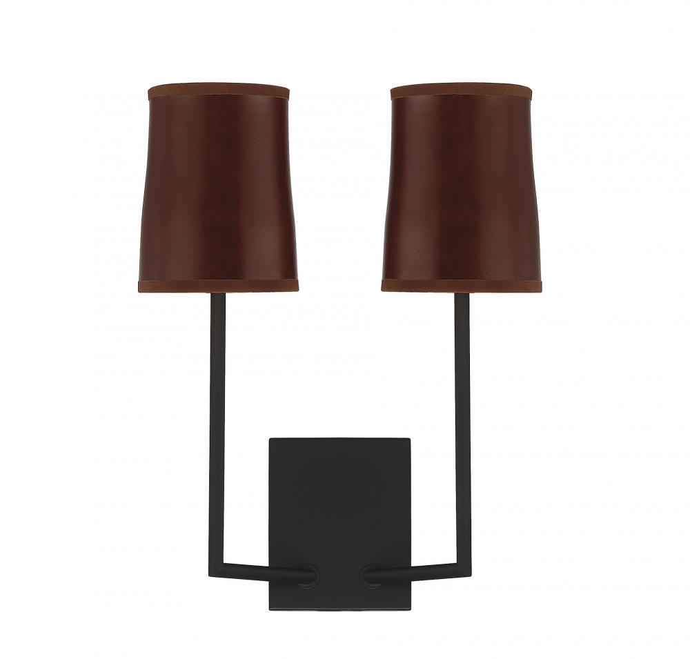 2-Light Wall Sconce in Matte Black